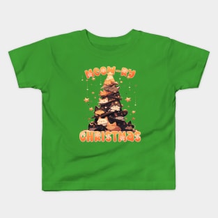 Kawaii Anime Super Cute Cat Catmas Tree: Meowry Christmas Kids T-Shirt